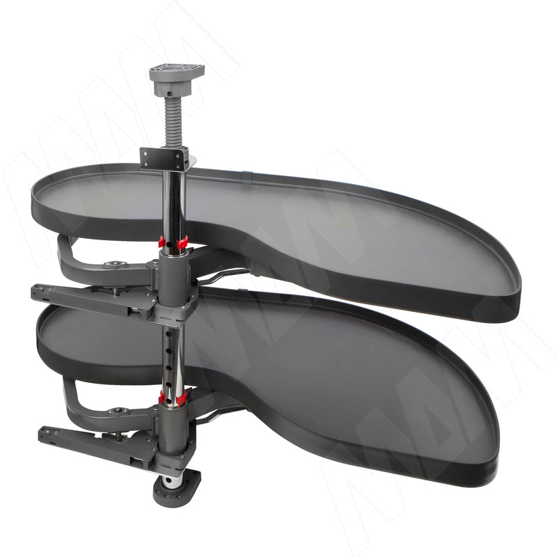 FLY MOON 3.0 LAMINA, механизм угловой пов., 2 полки, сплошной борт, с доводчиком, графит, правый